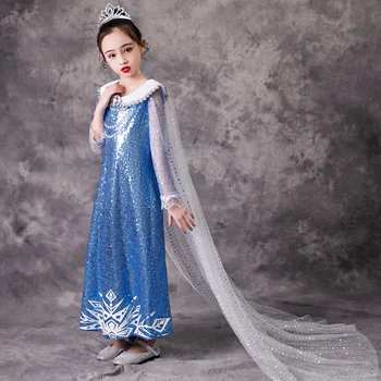 Sniego karalienė naujas cosplay princesė mergaitės Elsa ir Anos suknelės mergaičių Festivalis šalis gimtadienio vakarėlio princesė kostiumas