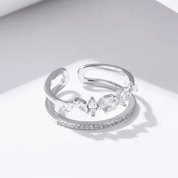 Sodrov Autentiški 925 Sterlingas Sidabro žiedas Reguliuoti Vestuvės Vestuvinis Žiedas, Cirkonio Kristalų Piršto žiedą, Moterims