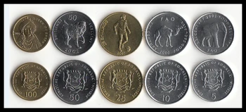 Somalis nustatyti 5 vnt monetos UNC originalus nekilnojamojo monetos pasaulyje afrika