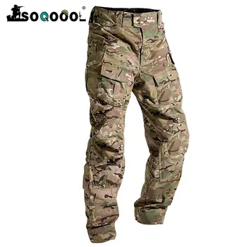 Soqoool Vyrų Mados Lauko Pėsčiųjų Kombinezonas Kelnės Kamufliažas Tactical Kelnes Karinę Uniformą Kovos Multi-Kišeniniai Kelnės