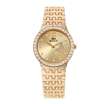 SOXY Moterų Watch TOP Brand Prabanga Aukso kalnų krištolas Moterų Laikrodžiai Ponios Plieno Laikrodis Relogio Feminino Laikrodis 2019 reloj mujer