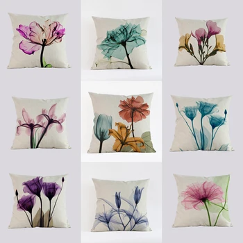 Spalvinga gėlių modelio, lino medvilnės užvalkalas 45x45cm sėdynės pagalvėlės, namų deocr dekoratyvinės pagalvėlės dangtis sofa automobilį