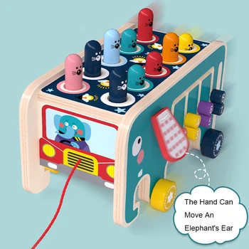 Spalvingas Medinis Whack-A-Mole Žaidimo Pradžioje Švietimo Žaislai Vaikams Muzikos Autobusų Baby Girl Berniukas Žaislai Vertus Beldžiasi Žiurkėno Montessori