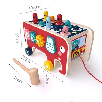 Spalvingas Medinis Whack-A-Mole Žaidimo Pradžioje Švietimo Žaislai Vaikams Muzikos Autobusų Baby Girl Berniukas Žaislai Vertus Beldžiasi Žiurkėno Montessori