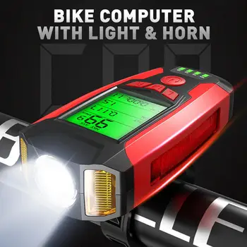 Spidometras Įkrovimo Priekinių žibintų Multi-Purpose Dviračio Kompiuteris Dviračių Žibintų ir 130dB Ragų LCD Ekranas MTB Road Bike