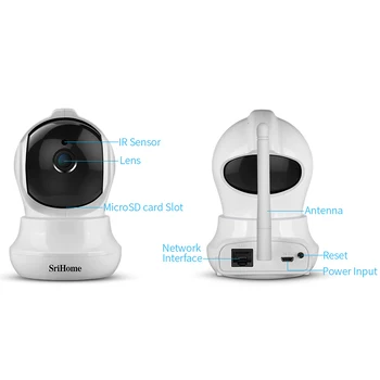 Srihome HD 3.0 P IP Kamera, WIFI Home Security Kūdikio stebėjimo 360° Nuotolinio APP Peržiūrėti Infraraudonųjų spindulių Naktinio Matymo Stebėjimo Kameros
