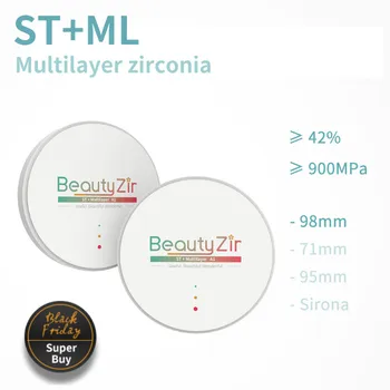 ST+ML daugiasluoksnės, cirkonio dantų tuščią skersmuo 98mm super vaiskumą, cirkonio dantų diskai