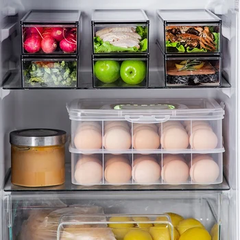 Stačiakampio formos Skaidrus Organizatorius PP Plastiko Šaldytuvas talpinimo Virtuvės Kiaušinių Maisto produktų Laikymo Dėžutė Uždaromos Mėsos, Vaisių Dėžutę