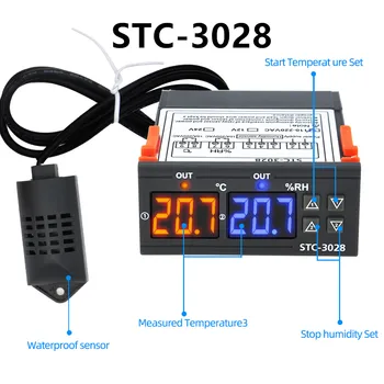 STC-1000 STC-3000 STC-3028 Skaitmeninis Termostatas, Temperatūros Reguliatorius Termometro Jutiklis Drėgmėmačiu 12V 24V 220V 40%nuolaida