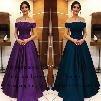 Stebėjimo-line Prom Dresses Ilgai 2020 Elegantiškas Off Peties vakarinę Suknelę Moteris vakarėlis Chalatai Aplikacijos, Nėrinių chalatas de soiree