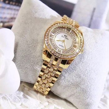 Stilingas Trendcy Laikrodžiai, Aukso, Sidabro Rožių Aukso Spalvos INS Visą Deimantų Moterų Suknelė Laikrodžiai Elegantiškas Blizga Merginų, Valentino DOVANA