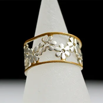 Subtilus Aukso Emaliuota Bicolor Gėlės Žiedas Mielas Ramunės Žiedų Žiedai Moterims Mergina Šalis Vestuvių Papuošalai Kolonėlė