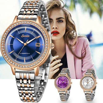 SUNKTA Aukso Mėlyna Žiūrėti Moterų Laikrodžiai Ponios Kūrybos Plieno Moterų Apyrankės, Laikrodžiai Moterų Laikrodis Relogio Feminino Montre Femme