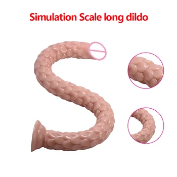 Super Ilgas 50cm Dildo siurbtukas Minkštas Didžiulis Penis Nereguliarus Juostele skatinti Masažas Makšties Masturbacija Moterų Realistiškas Penis