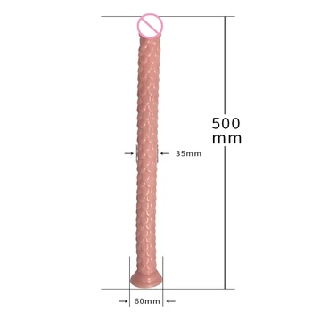 Super Ilgas 50cm Dildo siurbtukas Minkštas Didžiulis Penis Nereguliarus Juostele skatinti Masažas Makšties Masturbacija Moterų Realistiškas Penis