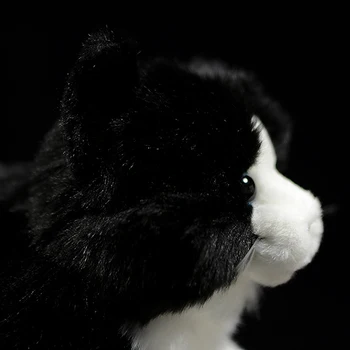 Super Mielas Juodos ir Baltos spalvos Raina Katė Įdaryti Minkštas Pliušinis Žaislas Guli Kačiukas Gyvas Gyvūnų Modeliavimas Vaikams Gimtadienio Dovana 21cm