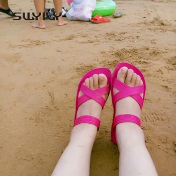 SWYIVY moterų sandalai gumos butai 2018 atostogų paplūdimio bateliai 