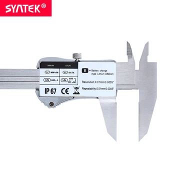 Syntek IP67 atsparus Vandeniui Skaitmeninės Tiksli Nerūdijančio Plieno Vernier Suportas Absoliutus Kodavimo Sistemą, 150 200 300 mm 6 8 12inch CE, SGS