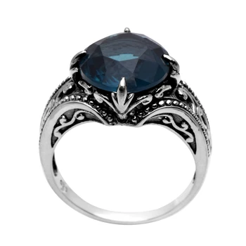 Szjinao 925 sterlingas sidabro Antikvariniai žiedas Sienos gėlės moterų vestuvių žiedai Kate princesė mėlynas safyras Žiedas Didmeninės