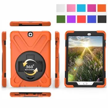 Tablet Case For Samsung Galaxy Tab S2 9.7 SM-T815 T810 Padengti Funda Vaikai Saugus, atsparus smūgiams Sunkiųjų Silikono Kietos Rankos Turėtojas