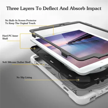 Tablet Case For Samsung Galaxy Tab S2 9.7 SM-T815 T810 Padengti Funda Vaikai Saugus, atsparus smūgiams Sunkiųjų Silikono Kietos Rankos Turėtojas