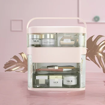 Talpinimo Kosmetika, Odos Priežiūros Produktų Laikymo Dėžutė Nešiojamų Buitiniai stalčiuko su LED Makiažo Veidrodis Kosmetikos Papuošalai