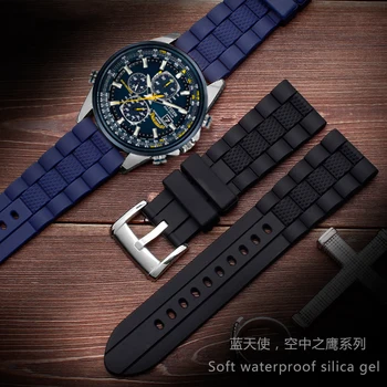 Tamsiai mėlyna Juoda watchband dirželis 20mm 22mm 23 mm gumos apyrankė diržo vandeniui minkštas meterial prekės ženklo laikrodžiai vyrams