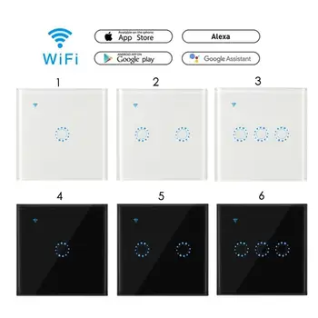 Teekar Touch Valdymo Jungiklio, Smart Light Switch EweLink JK/ES Standartas 1/2/3 Gauja Wifi Šviesos Jungiklis Dirbti Su Alexa 