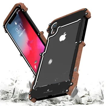 Telefono dėklas Skirtas iPhone XS Max Originalus R-Tiesiog Medienos Bamperis Metalo Case For iPhone XS XR Aliuminio Rėmas, Telefono Atvejais Priedai