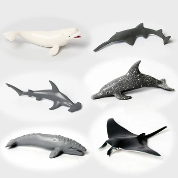 Tikroviškas mini Sea Life Gyvūnų Figūrėlės Delfinų, Ryklių, Banginių nustatyti modelį, skaičiai Miniatiūriniai Jūros Būtybių Švietimo Žaislai, Dovanos