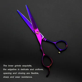 Tinkinti logotipą, Japonija 440c Kairiajame 6 colių violetinė sumažinti plaukų žirklės pjovimo kirpykla kirpimas retinimo žirklės Kirpykla žirklės