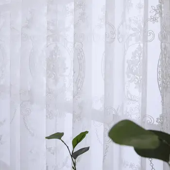 Topfine Naujas Skaidrus Gėlių Spausdinti Išsiuvinėti vienspalviai voile Vien Tiulio Užuolaidos Dekoratyvinis Portjerų Gyvenimo Kambario, Miegamasis