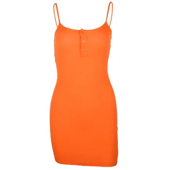 Toplook oranžinės spalvos seksuali suknelė moterims vasaros 2019 atsitiktinis, kietas mini Rankovių suknelės klubo šalis V-kaklo streetwear suknelė