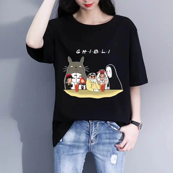 Totoro Miyazaki Ullzang Grafinis t-shirt Juokingas Animacinių filmų marškinėlius Anime Mados Viršų Tee Moterų Harajuku derliaus tendencija Moterų drabužiai