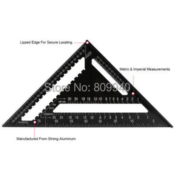Trikampio Matavimo Liniuotė 12 Colių Aliuminio Lydinio Matavimo Įrankis 90 Laipsnių Greičio Kvadrato Kampo Liniuote, Medžio Apdirbimo Staliaus Įrankis