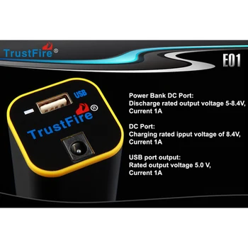 TrustFire E01 Įkrovimo Vandeniui 4 x 18650 Baterija Box / Power Bank - Juoda