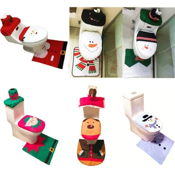 Tualetas Koja Mygtukai, Sėdynės Dangtelis Kalėdų Dekoracijas Laimingas, Santa klozeto Dangtis ir Kilimų Vonios Aksesuaras Santa Claus 1Set