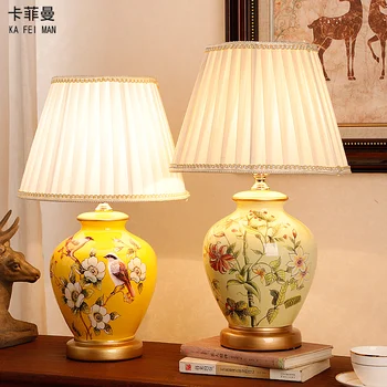 TUDA Nemokamas Pristatymas Amerikos Keramikos Stalo Lempa Namų Miegamąjį Kambarį Studijuoti Kambarys Modernus Naujas Kinijos Šiltas, Naktiniai staleliai, Lempa