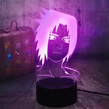 Uchiha Sasuke Naruto Anime Pav 3D LED Nakties Šviesos Nuotolinio Valdymo Stalo Lempa Kūdikiams, Vaikams, Gimtadienis, Kalėdos, lempos Miegamojo Puošimas