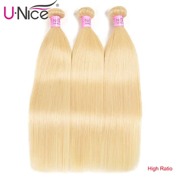 Unice Plaukų Brazilijos Tiesūs Plaukai 3 Ryšulius Aukštos Santykis 613# Žmogaus Plaukų Ryšulių Remy Plaukų Priauginimas 16-24 Colių