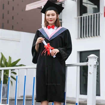 Universiteto Baigimo Moterų Suknelė Studentų Aukštosios Mokyklos Uniformos Klasės Komanda Dėvėti Vyrams Akademinės Suknelė Suaugusiųjų Bakalauro Chalatai+Hat
