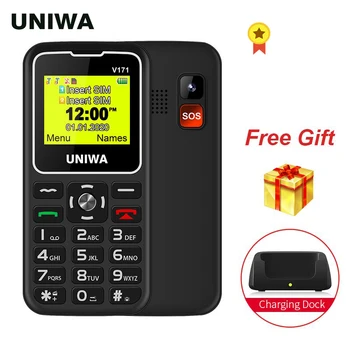 UNIWA V171 SOS 2G Mobiliojo Telefono Funkcija Nemokamai Įkrovimo Dokas 1.77