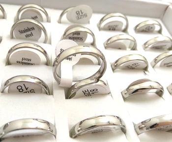 Urmu daug 100VNT Sidabro Vestuviniai Žiedai 4 mm Juostos iš Nerūdijančio plieno Žiedai Vyrams, Moterims, Komfortą tilptų Pirštas, Žiedai