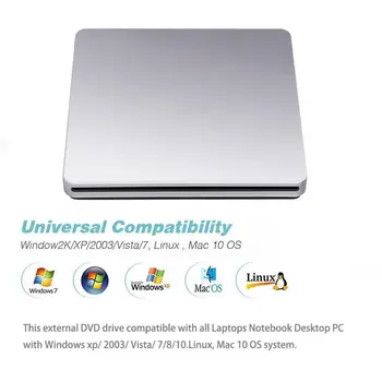 USB Išorinis Lizdas DVD KOMPAKTINIŲ Diskų įrašymo įrenginį 