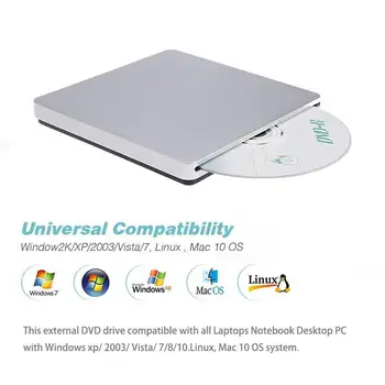 USB Išorinis Lizdas DVD KOMPAKTINIŲ Diskų įrašymo įrenginį 