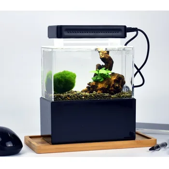 USB Mini Akvariumas Betta Žuvų Bakas Su LED Šviesos Oro Siurblys Vandens Fliter Jūrų Aquaponic Žuvų Bakas Nešiojamų Office Home Decoratio