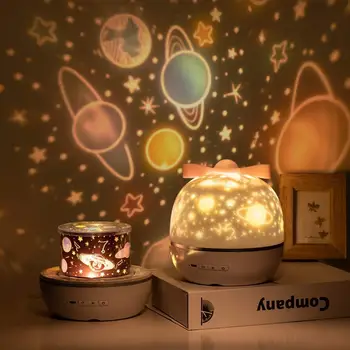 USB Powered/Įkrovimo Star Naktį Šviesą 360 Laipsnių Besisukantis Projekcija Lempa Su 6 Filmus Kūdikių Vaikas Kambario Dekoro Atostogų Dovanų