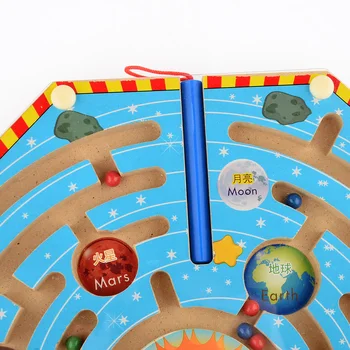 UTOYSLAND Magnetai Puzzle Labirintas Vaikams Medinis Žaislas Devynių Planetų Magnetiniai Labirintas Įdomus Žaidimai Vaikams Mokytis Švietimo Žaislai