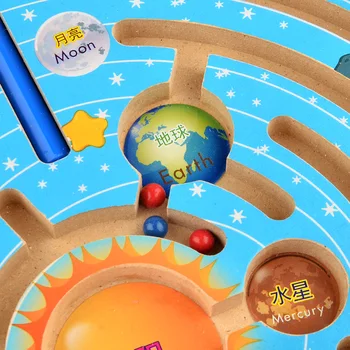 UTOYSLAND Magnetai Puzzle Labirintas Vaikams Medinis Žaislas Devynių Planetų Magnetiniai Labirintas Įdomus Žaidimai Vaikams Mokytis Švietimo Žaislai