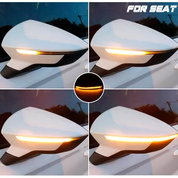 Už SEAT Leon III Mk3 5F 13-18 Ibiza KJ Mk5 V Arona 17-18 LED Dinaminis Posūkio Signalo Indikatorių Eilės Šoninis Veidrodis Lemputė